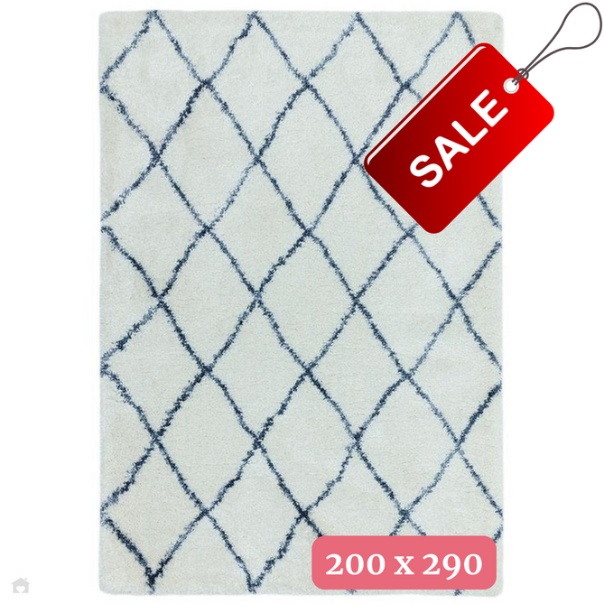 Alto AL03 Modern Moroccan Berber Soft Plush Boho Shaggy Cream/Blue Rug 200 x 290 cm-Shop Returns-Rug Love - The Most Loved Rug Store