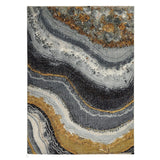 Amara AMA103 Modern Abstract Marbled Granite Stone High-Density Soft-Touch Polyester Grey/Blue/Bronze Rug