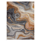 Amara AMA107 Modern Abstract Marbled Granite Stone High-Density Soft-Touch Polyester Blue/Bronze Rug