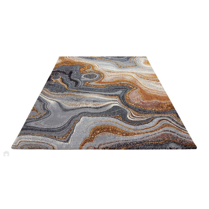 Amara AMA107 Modern Abstract Marbled Granite Stone High-Density Soft-Touch Polyester Charcoal/Bronze Gold/Blue/Grey Rug-Concept Looms-Rug Love - The Most Loved Rug Store