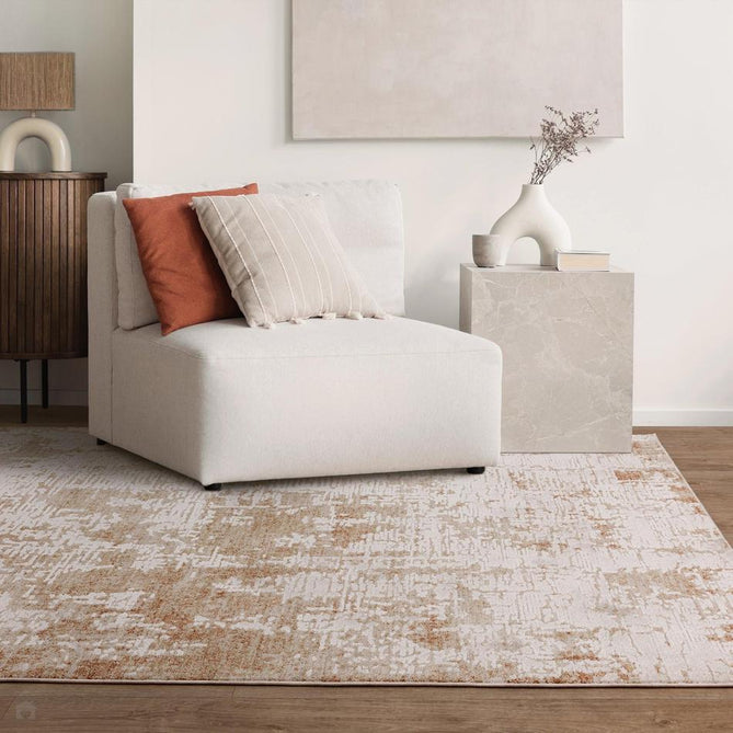 Anders AN02 Modern Abstract Distressed Shimmer Soft Raised Textured Low Profile Short Pile Polyester Beige/Cream/Honey Brown Rug-Asiatic Carpets-Rug Love - The Most Loved Rug Store