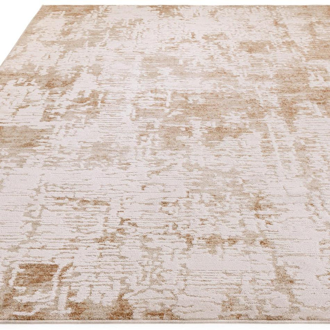 Anders AN02 Modern Abstract Distressed Shimmer Soft Raised Textured Low Profile Short Pile Polyester Beige/Cream/Honey Brown Rug-Asiatic Carpets-Rug Love - The Most Loved Rug Store