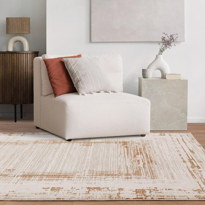 Anders AN05 Modern Abstract Distressed Shimmer Soft Raised Textured Low Profile Short Pile Polyester Ivory/Golden Beige/Brown Rug-Asiatic Carpets-Rug Love - The Most Loved Rug Store