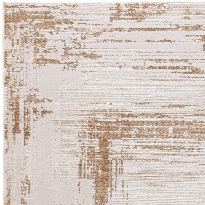 Anders AN05 Modern Abstract Linear Border Distressed Space-Dyed Shimmer Soft Raised Textured Low Profile Short Pile Polyblend Ivory/Golden Beige/Brown Rug-Asiatic Carpets-Rug Love - The Most Loved Rug Store