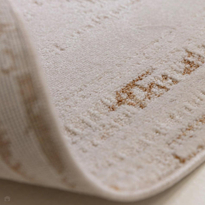 Anders AN05 Modern Abstract Linear Border Distressed Space-Dyed Shimmer Soft Raised Textured Low Profile Short Pile Polyblend Ivory/Golden Beige/Brown Rug-Asiatic Carpets-Rug Love - The Most Loved Rug Store