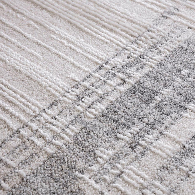 Anders AN06 Modern Abstract Linear Border Distressed Space-Dyed Shimmer Soft Raised Textured Low Profile Short Pile Polyblend Ivory/Beige/Silver/Ash Grey Rug-Asiatic Carpets-Rug Love - The Most Loved Rug Store