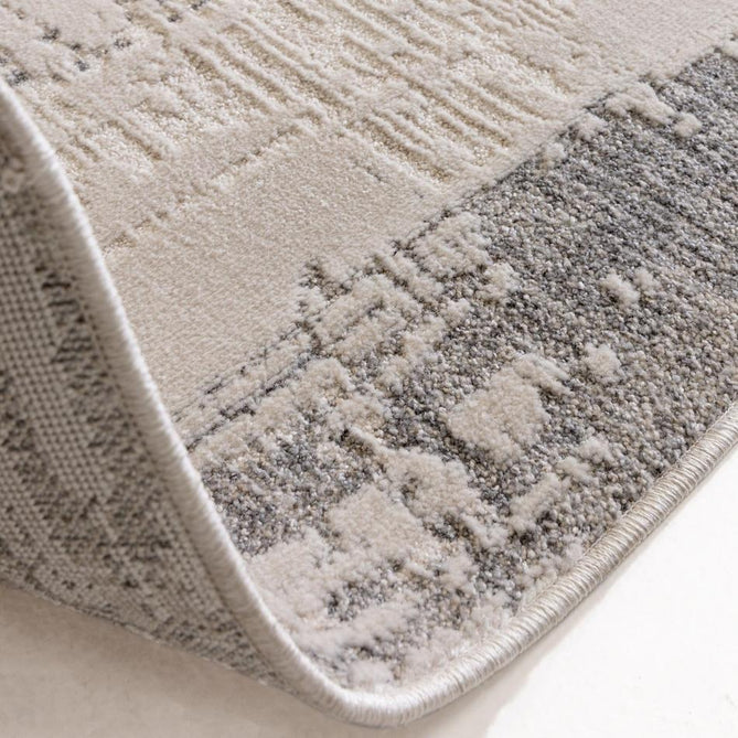 Anders AN06 Modern Abstract Linear Border Distressed Space-Dyed Shimmer Soft Raised Textured Low Profile Short Pile Polyblend Ivory/Beige/Silver/Ash Grey Rug-Asiatic Carpets-Rug Love - The Most Loved Rug Store