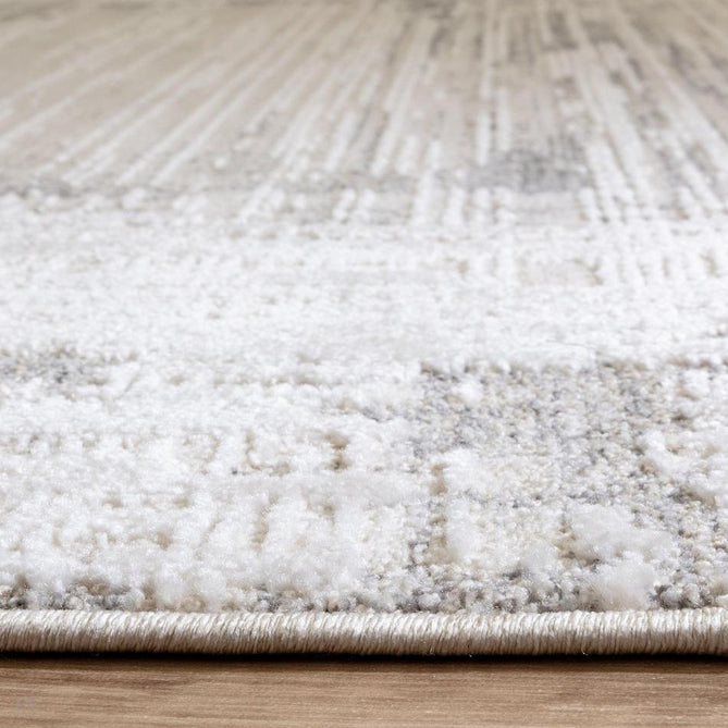 Anders AN06 Modern Abstract Linear Border Distressed Space-Dyed Shimmer Soft Raised Textured Low Profile Short Pile Polyblend Ivory/Beige/Silver/Ash Grey Rug-Asiatic Carpets-Rug Love - The Most Loved Rug Store