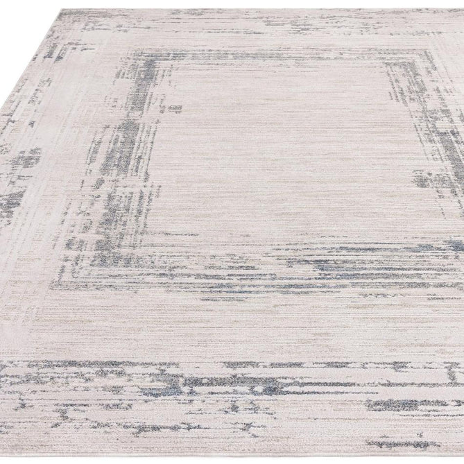 Anders AN07 Modern Abstract Linear Border Distressed Space-Dyed Shimmer Soft Raised Textured Low Profile Short Pile Polyblend Ivory/Beige/Powder Blue Rug-Asiatic Carpets-Rug Love - The Most Loved Rug Store