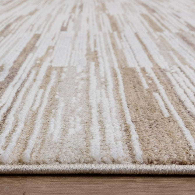 Anders AN08 Modern Abstract Linear Stripe Block Distressed Space-Dyed Shimmer Soft Raised Textured Low Profile Short Pile Polyblend Ivory/Beige/Golden Sand/Taupe Rug-Asiatic Carpets-Rug Love - The Most Loved Rug Store