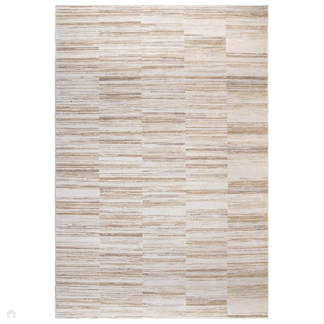 Anders AN08 Modern Abstract Linear Stripe Block Distressed Space-Dyed Shimmer Soft Raised Textured Low Profile Short Pile Polyblend Ivory/Beige/Golden Sand/Taupe Rug-Asiatic Carpets-Rug Love - The Most Loved Rug Store