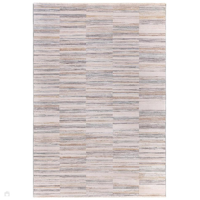 Anders AN09 Modern Abstract Linear Stripe Block Distressed Space-Dyed Shimmer Soft Raised Textured Low Profile Short Pile Polyblend Ivory/Taupe/Grey/Blue/Gold Rug-Asiatic Carpets-Rug Love - The Most Loved Rug Store