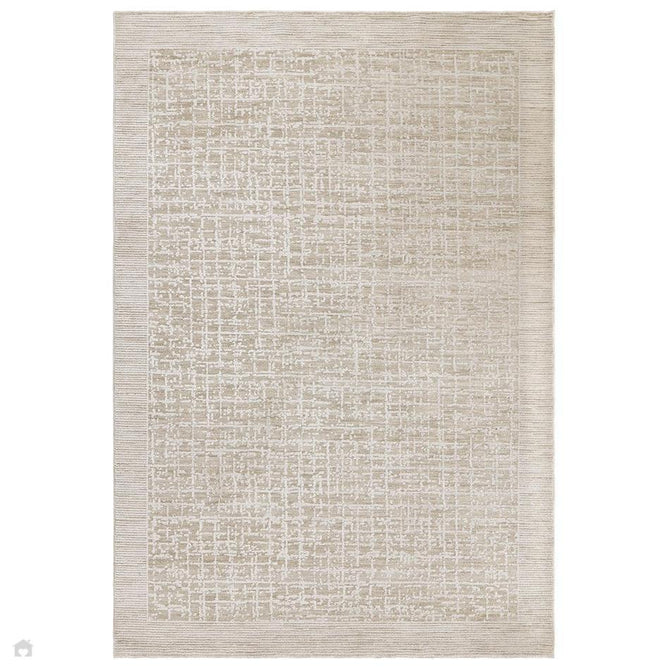 Anders AN10 Modern Criss-Cross Grid Border Distressed Space-Dyed Shimmer Soft Raised Textured Low Profile Short Pile Polyblend Beige/Ivory/Stone Rug-Asiatic Carpets-Rug Love - The Most Loved Rug Store