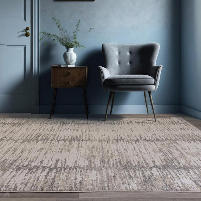 Anders AN14 Modern Vertical Striation Brushstroke Distressed Space-Dyed Shimmer Soft Raised Textured Low Profile Short Pile Polyblend Light Grey/Cream/Charcoal/Beige Rug-Asiatic Carpets-Rug Love - The Most Loved Rug Store