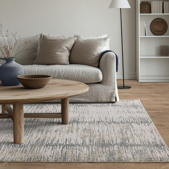 Anders AN15 Modern Vertical Striation Brushstroke Distressed Space-Dyed Shimmer Soft Raised Textured Low Profile Short Pile Polyblend Ivory/Steel Blue/Grey/Beige Rug-Asiatic Carpets-Rug Love - The Most Loved Rug Store