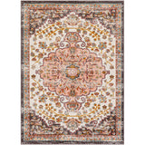 Ankara AKR2331 Traditional Medallion Border Pink/Dusty Pink/Brick Red/Mustard/Camel/Off-White/Sky Blue/Charcoal Flat-Pile Rug