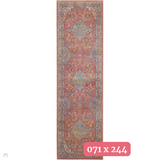 Ankara Global ANR01 Traditional Persian Vintage Distressed Shimmer Floral Medallion Border Textured Carved Durable Low Short Pile Multicolour Runner 071 x 244 cm