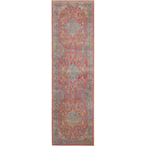 Ankara Global ANR01 Traditional Persian Vintage Distressed Shimmer Floral Medallion Border Textured Carved Low Flat-Pile Multicolour Runner