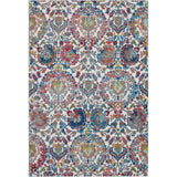 Ankara Global ANR06 Traditional Persian Vintage Distressed Shimmer Floral Ornate Textured Carved Low Flat-Pile Ivory/Blue Rug