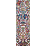 Ankara Global ANR06 Traditional Persian Vintage Distressed Shimmer Floral Ornate Textured Carved Low Flat-Pile Ivory/Blue Runner