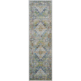 Ankara Global ANR07 Traditional Persian Vintage Distressed Shimmer Floral Medallion Border Textured Carved Low Flat-Pile Blue/Green Runner