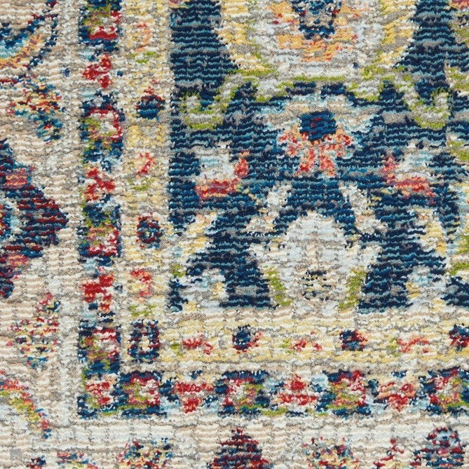 Ankara Global ANR13 Traditional Persian Vintage Distressed Shimmer Floral Ornate Border Textured Carved Durable Low Short Pile Navy/Multicolour Runner-Nourison-Rug Love - The Most Loved Rug Store