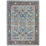 Ankara Global ANR14 Traditional Persian Vintage Distressed Shimmer Floral Medallion Border Textured Carved Low Flat-Pile Teal/Multicolour Rug