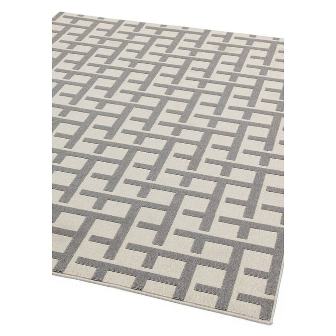 Antibes AN03 Grid Modern Geometric Durable Stain-Resistant Weatherproof Flatweave In-Outdoor White/Grey Rug-Asiatic Carpets-Rug Love - The Most Loved Rug Store
