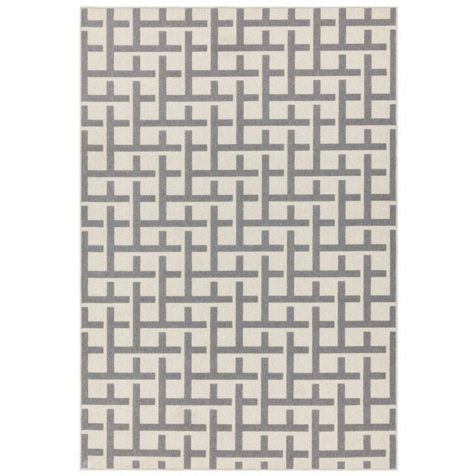 Antibes AN03 Grid Modern Geometric Durable Stain-Resistant Weatherproof Flatweave In-Outdoor White/Grey Rug-Asiatic Carpets-Rug Love - The Most Loved Rug Store