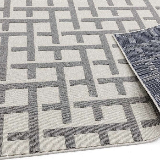 Antibes AN03 Grid Modern Geometric Durable Stain-Resistant Weatherproof Flatweave In-Outdoor White/Grey Rug-Asiatic Carpets-Rug Love - The Most Loved Rug Store
