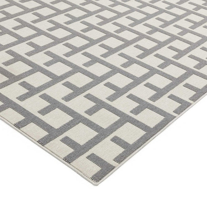 Antibes AN03 Grid Modern Geometric Durable Stain-Resistant Weatherproof Flatweave In-Outdoor White/Grey Rug-Asiatic Carpets-Rug Love - The Most Loved Rug Store