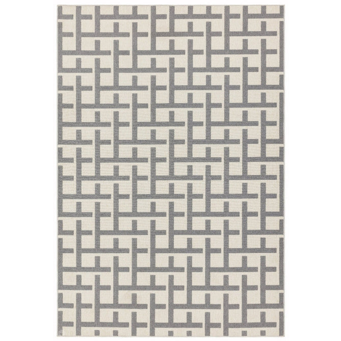 Antibes AN03 Grid Modern Geometric Durable Stain-Resistant Weatherproof Flatweave In-Outdoor White/Grey Rug-Asiatic Carpets-Rug Love - The Most Loved Rug Store