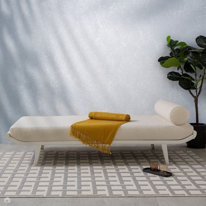 Antibes AN03 Grid Modern Geometric Durable Stain-Resistant Weatherproof Flatweave In-Outdoor White/Grey Rug-Asiatic Carpets-Rug Love - The Most Loved Rug Store