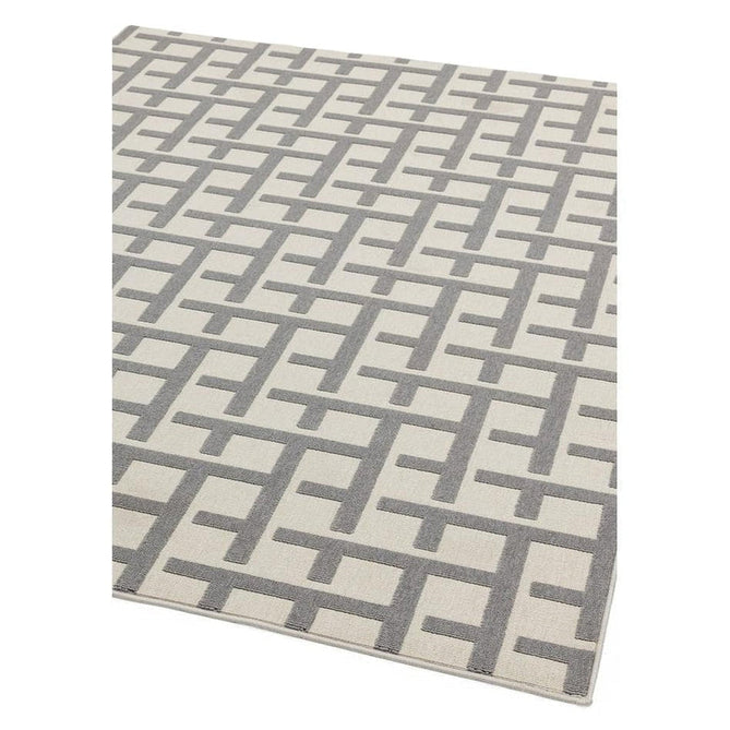 Antibes AN03 Grid Modern Geometric Durable Stain-Resistant Weatherproof Flatweave In-Outdoor White/Grey Rug-Asiatic Carpets-Rug Love - The Most Loved Rug Store