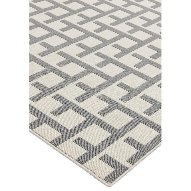Antibes AN03 Grid Modern Geometric Durable Stain-Resistant Weatherproof Flatweave In-Outdoor White/Grey Rug-Asiatic Carpets-Rug Love - The Most Loved Rug Store
