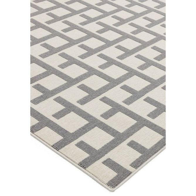 Antibes AN03 Grid Modern Geometric Durable Stain-Resistant Weatherproof Flatweave In-Outdoor White/Grey Rug-Asiatic Carpets-Rug Love - The Most Loved Rug Store