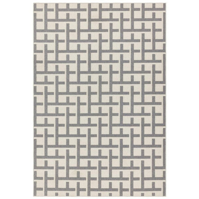 Antibes AN03 Grid Modern Geometric Durable Stain-Resistant Weatherproof Flatweave In-Outdoor White/Grey Rug-Asiatic Carpets-Rug Love - The Most Loved Rug Store