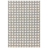 Antibes AN03 Grid Modern Geometric Durable Stain-Resistant Weatherproof Flatweave In-Outdoor White/Grey Rug