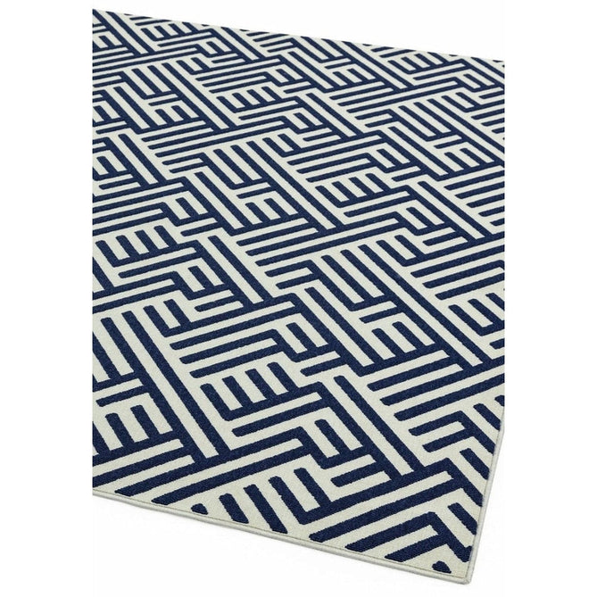 Antibes AN04 Linear Modern Geometric Durable Stain-Resistant Weatherproof Flatweave In-Outdoor Blue/White Rug-Asiatic Carpets-Rug Love - The Most Loved Rug Store