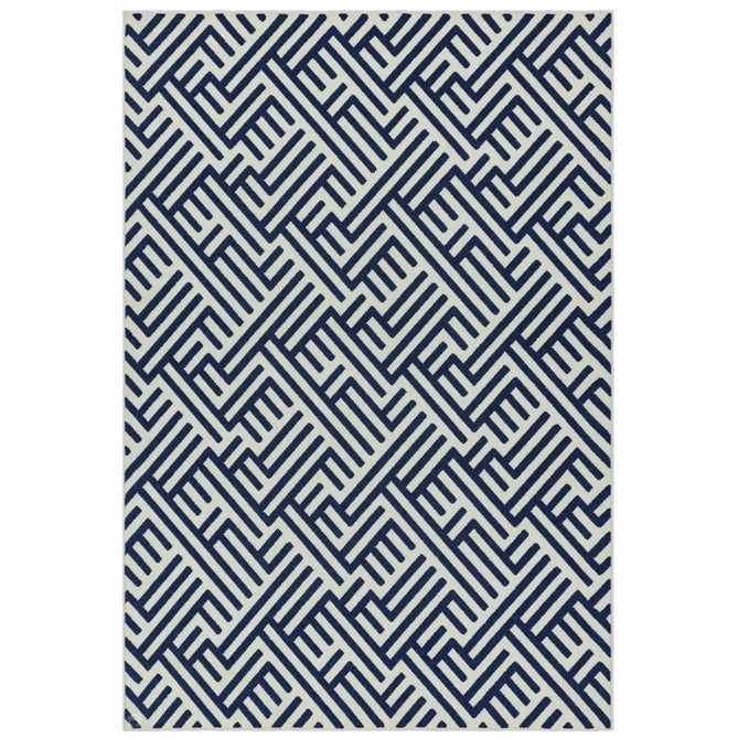 Antibes AN04 Linear Modern Geometric Durable Stain-Resistant Weatherproof Flatweave In-Outdoor Blue/White Rug-Asiatic Carpets-Rug Love - The Most Loved Rug Store