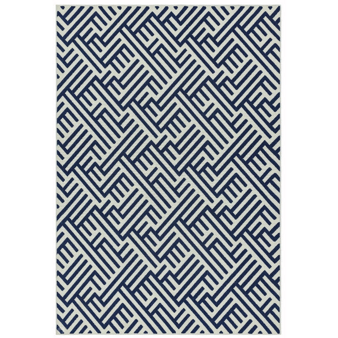 Antibes AN04 Linear Modern Geometric Durable Stain-Resistant Weatherproof Flatweave In-Outdoor Blue/White Rug-Asiatic Carpets-Rug Love - The Most Loved Rug Store