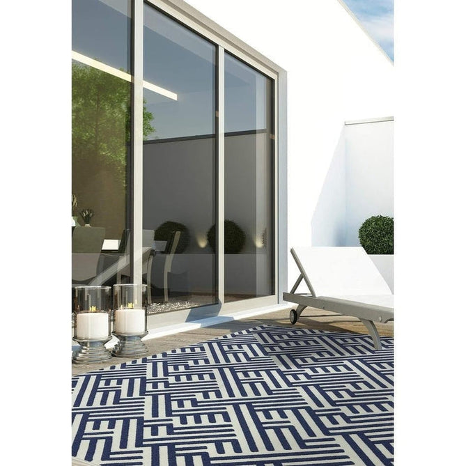 Antibes AN04 Linear Modern Geometric Durable Stain-Resistant Weatherproof Flatweave In-Outdoor Blue/White Rug-Asiatic Carpets-Rug Love - The Most Loved Rug Store