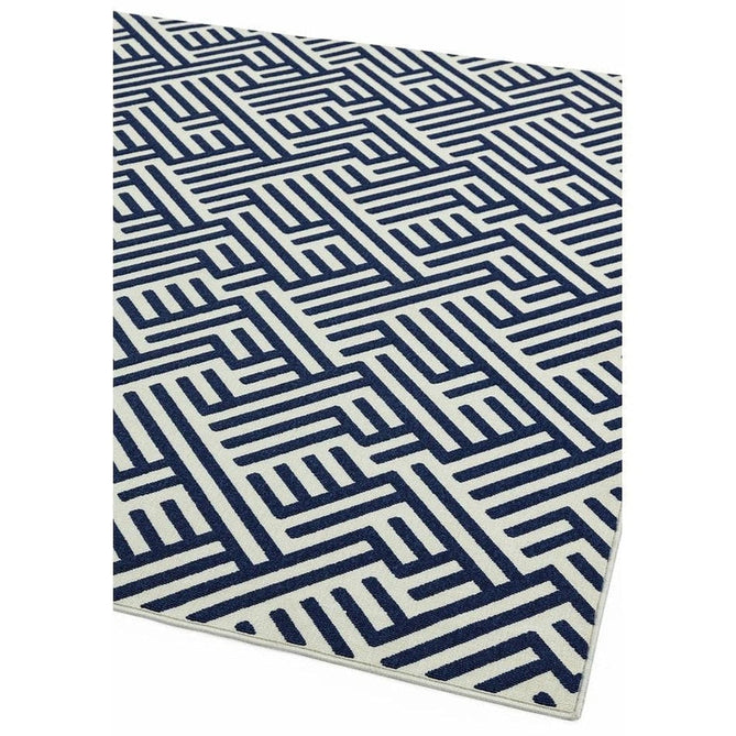 Antibes AN04 Linear Modern Geometric Durable Stain-Resistant Weatherproof Flatweave In-Outdoor Blue/White Rug-Asiatic Carpets-Rug Love - The Most Loved Rug Store
