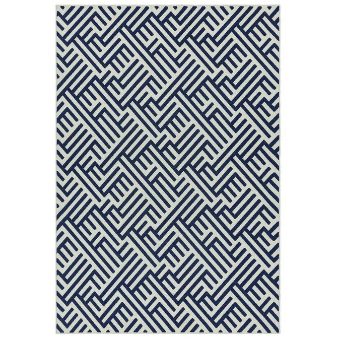 Antibes AN04 Linear Modern Geometric Durable Stain-Resistant Weatherproof Flatweave In-Outdoor Blue/White Rug-Asiatic Carpets-Rug Love - The Most Loved Rug Store
