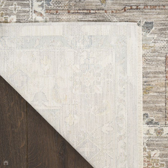 Antique Fusion ANF02 Traditional Vintage Distressed Floral Medallion Border Soft Smooth Polyester Low Profile Short Pile Ivory/Multicolour Rug-Nourison-Rug Love - The Most Loved Rug Store