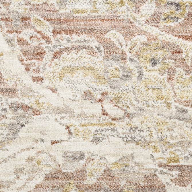 Antique Fusion ANF03 Traditional Vintage Distressed Floral Border Soft Smooth Polyester Low Profile Short Pile Brick Rug-Nourison-Rug Love - The Most Loved Rug Store