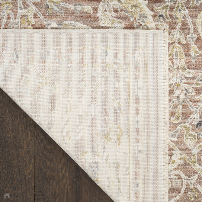Antique Fusion ANF03 Traditional Vintage Distressed Floral Border Soft Smooth Polyester Low Profile Short Pile Brick Rug-Nourison-Rug Love - The Most Loved Rug Store