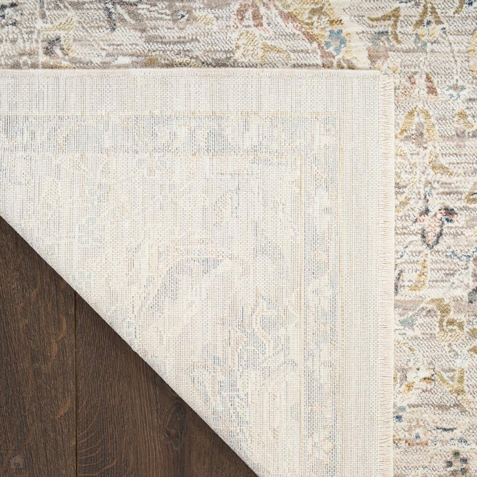 Antique Fusion ANF03 Traditional Vintage Distressed Floral Border Soft Smooth Polyester Low Profile Short Pile Light Grey Rug-Nourison-Rug Love - The Most Loved Rug Store