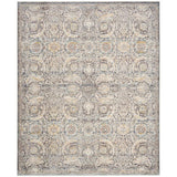 Antique Fusion ANF03 Traditional Vintage Distressed Floral Medallion Border Soft Smooth Polyester Low Profile Short Pile Charcoal/Multicolour Rug
