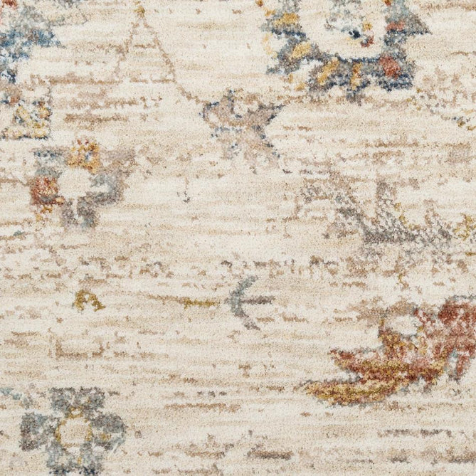 Antique Fusion ANF04 Traditional Vintage Distressed Allover Floral Soft Smooth Polyester Low Profile Short Pile Ivory/Multicolour Rug-Nourison-Rug Love - The Most Loved Rug Store
